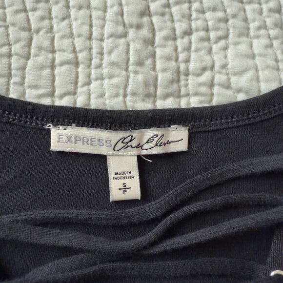 Vintage Express One Eleven Lace Up Shirt Print Weekend Fall Heart Grunge - Picture 5 of 6